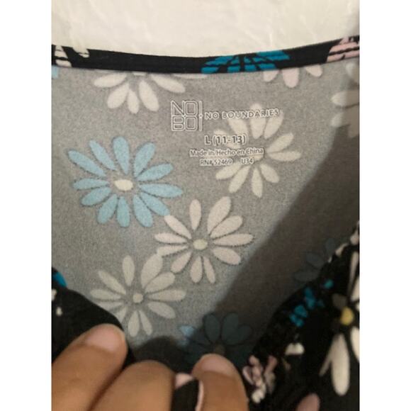 Black and Blue FLORAL High-Low Dress - Flutter Sleeve Dress - Picture 13 of 13